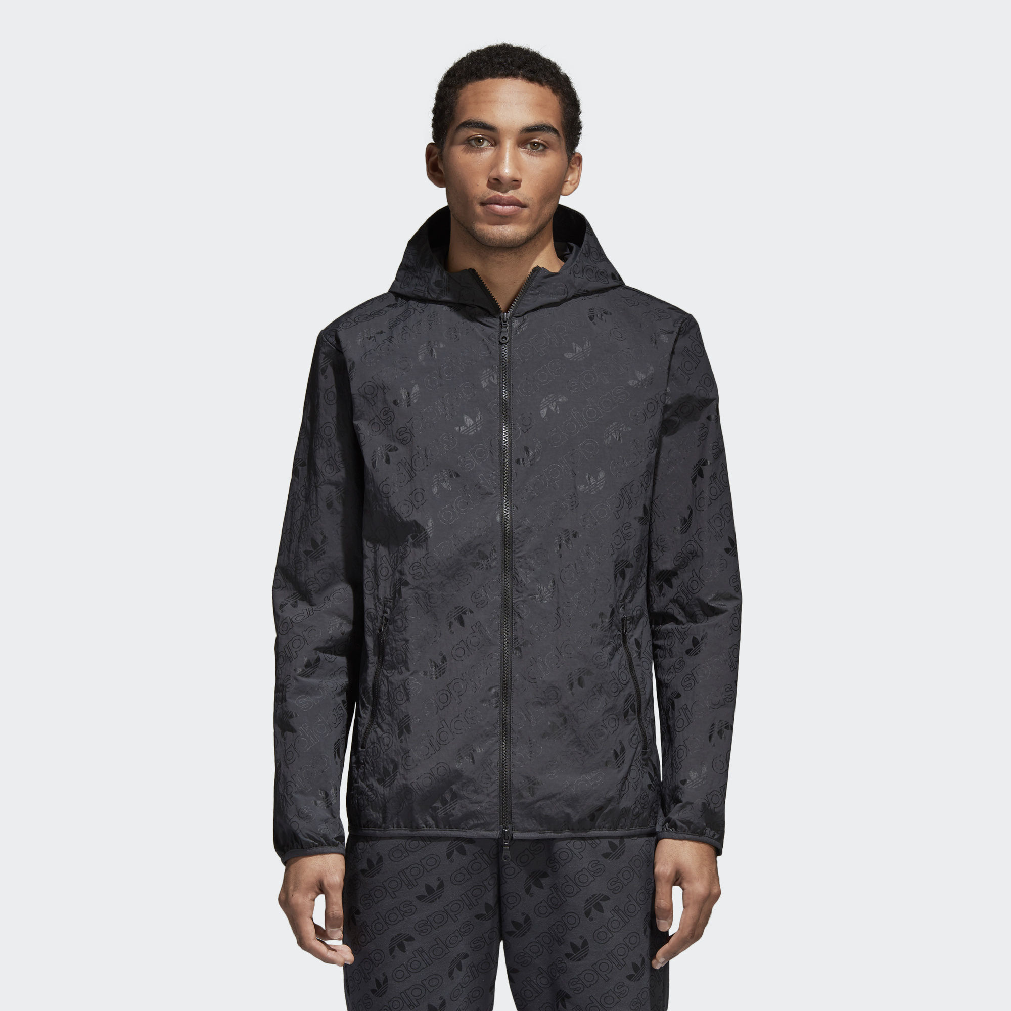 Adidas Mens All Over Print Windbreaker CE1549 Black Hoody