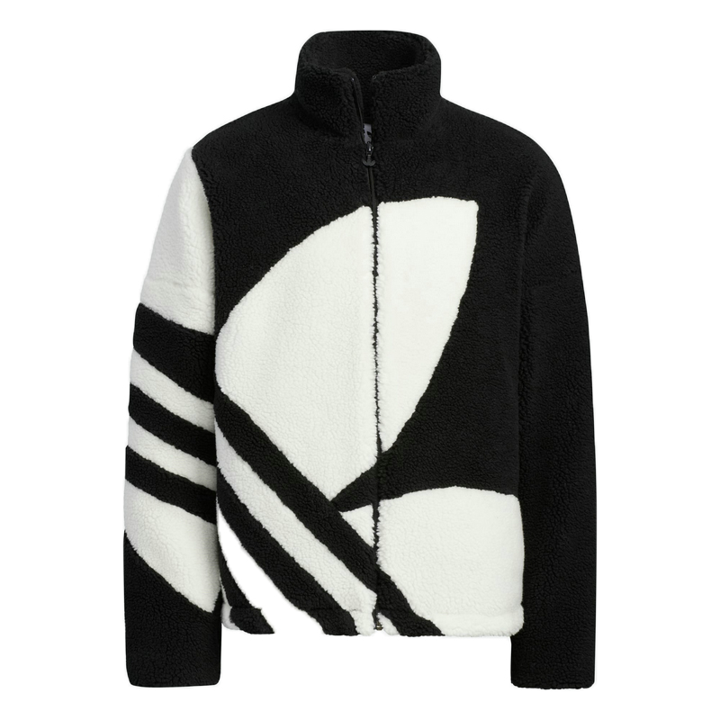 Adidas Sherpa Jacket Track Top Black HR3486 Trefoil Logo Jacket HR3487 Brown Fleece Track Jacket