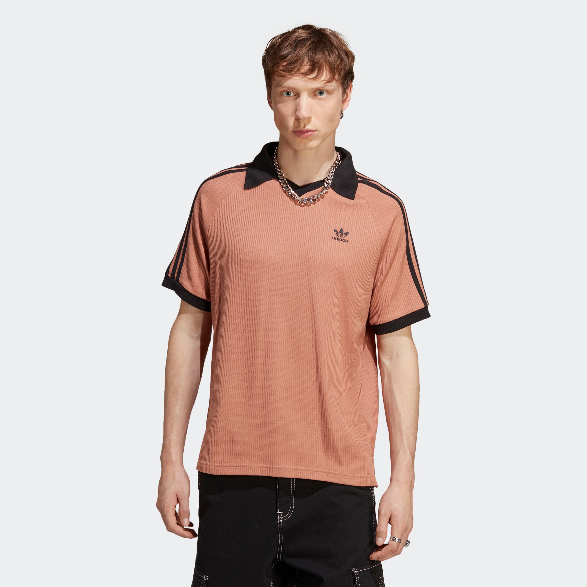 Adidas Adicolor Classics Waffle Polo Shirt HS2083 Borwn Tees HA9311 White Polo Tees