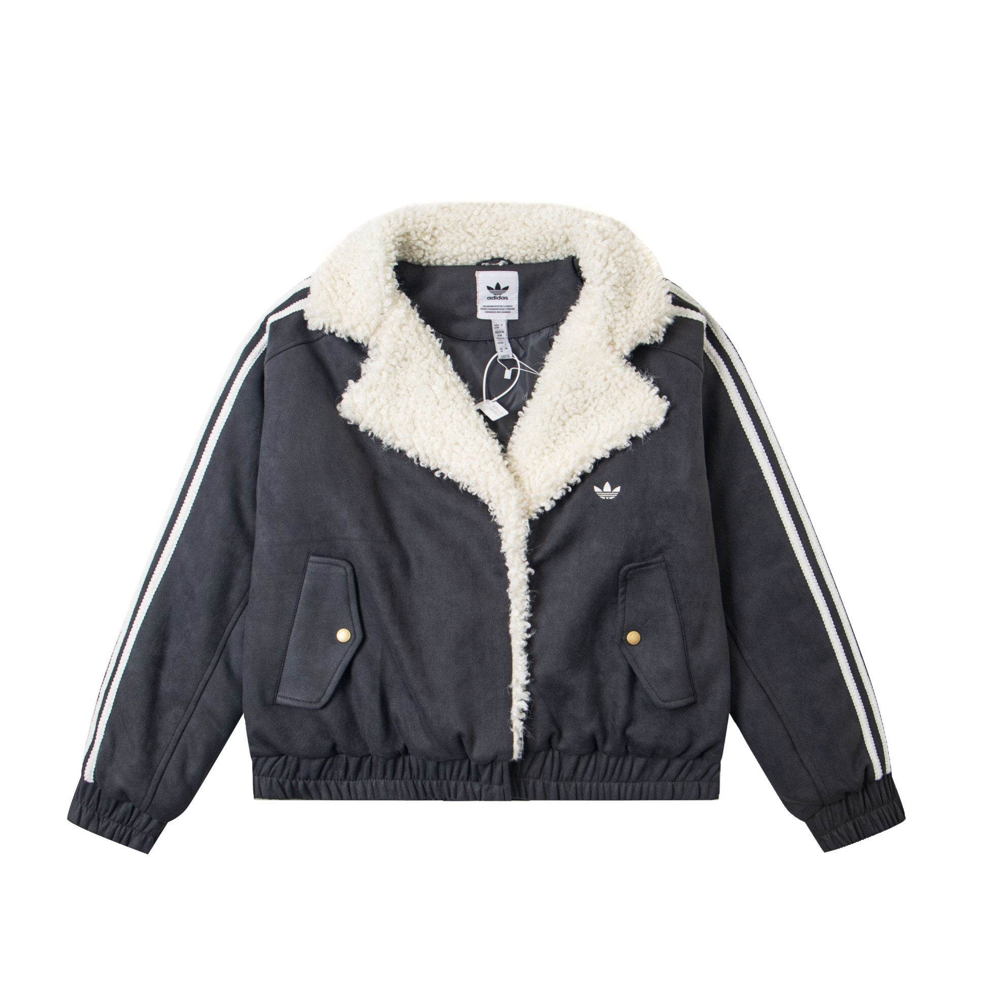 Adidas Originals Year of the Snake Fleece Collar Jacket Women's Gray JL8438 Black JL8439 Short Jacket